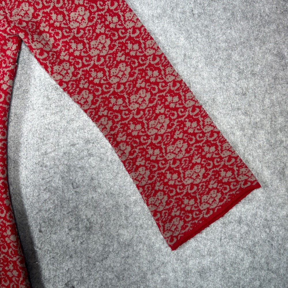Paparazzi Cardigan Sweater Womens XL Red Mixed Print‎ Wool Blend Boho full zip - Picture 13 of 16